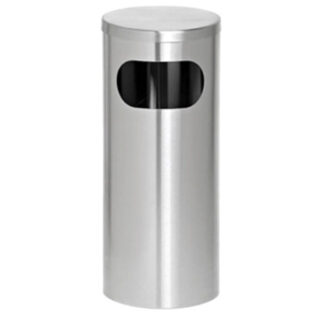 Steel Standing Ashtray Litter Bin Square Punch Closed Lid - Stainless Steel